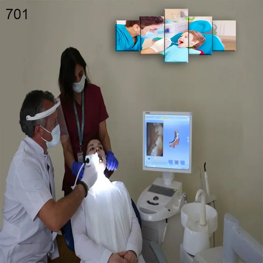 لوحات عيادة الاسنان 701:لوحة عيادة الأسنان من خمس اطارات