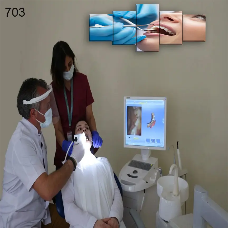 لوحات عيادة الاسنان 703:لوحة عيادة الأسنان من خمس اطارات