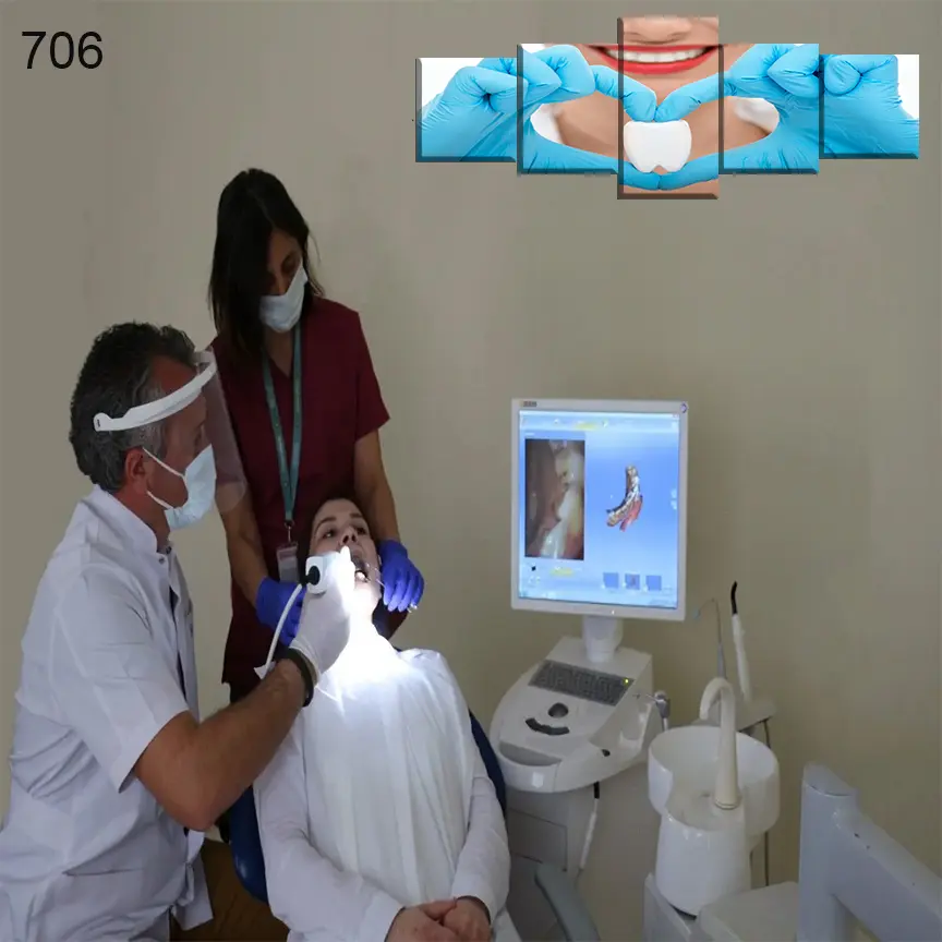 لوحات عيادة الاسنان 706:لوحة عيادة الأسنان من خمس اطارات