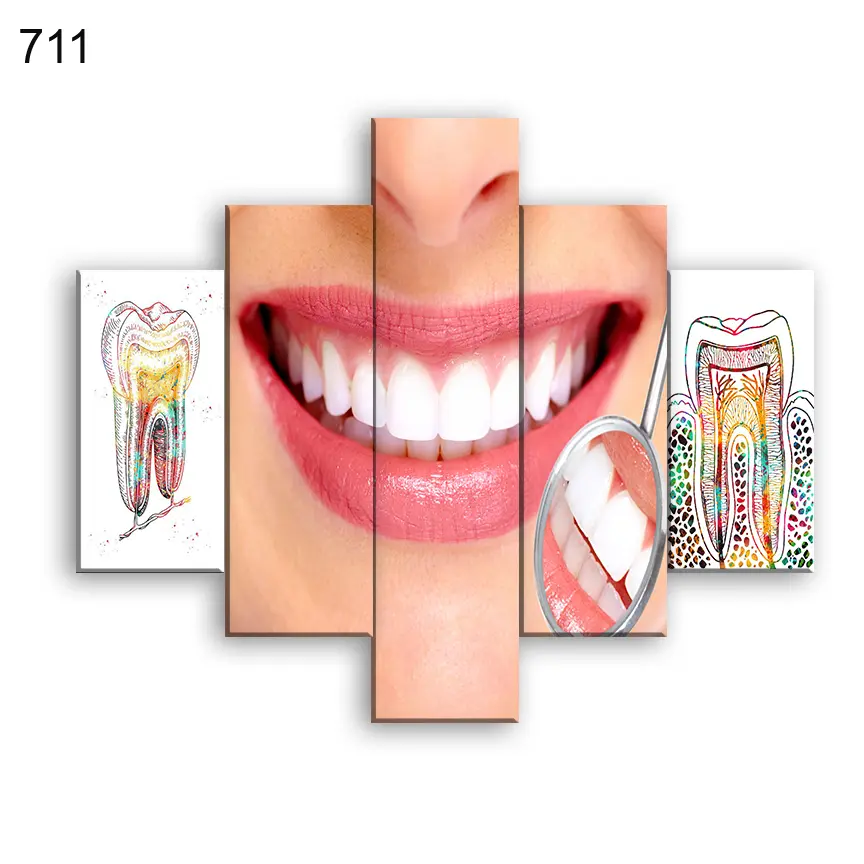 لوحات عيادة الاسنان 711:لوحة عيادة الأسنان من خمس اطارات
