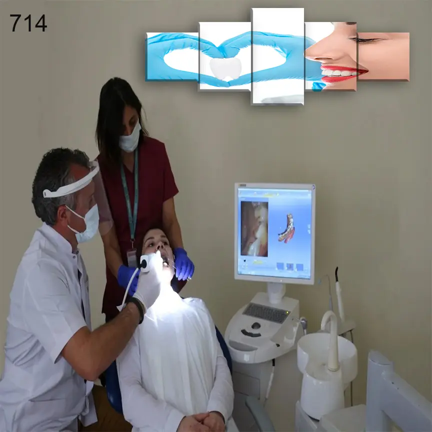 لوحات عيادة الاسنان 714:لوحة عيادة الأسنان من خمس اطارات