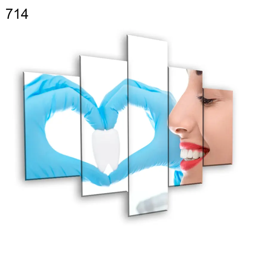 لوحات عيادة الاسنان 714:لوحة عيادة الأسنان من خمس اطارات