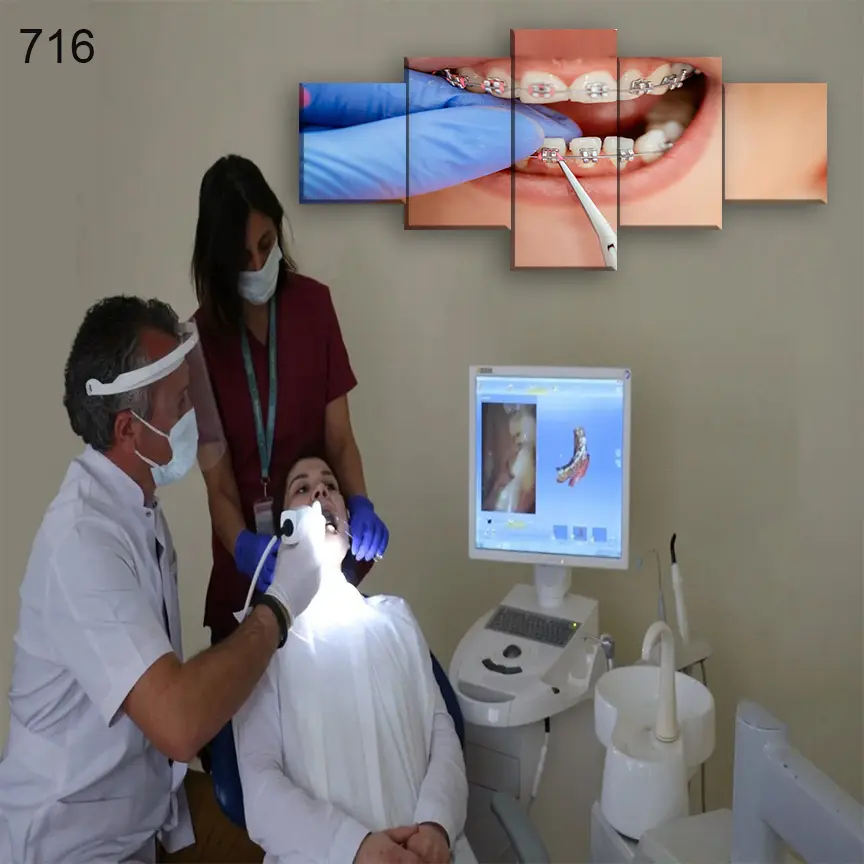 لوحات عيادة الاسنان 716:لوحة عيادة الأسنان من خمس اطارات