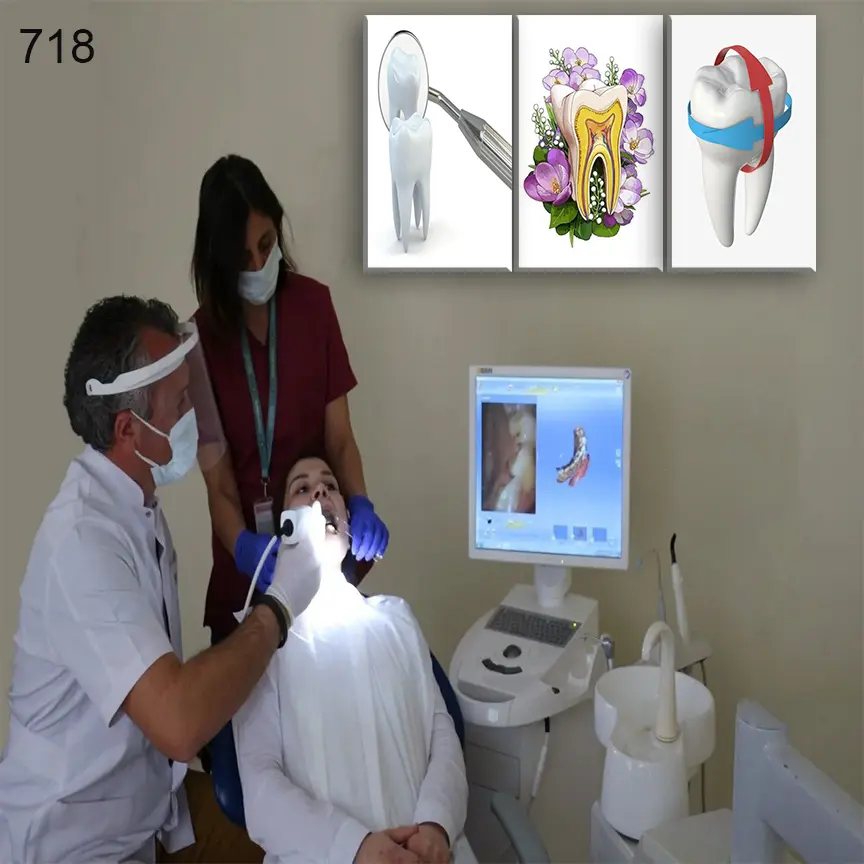 لوحات عيادة الاسنان 718:لوحة عيادة الأسنان من اربع اطارات