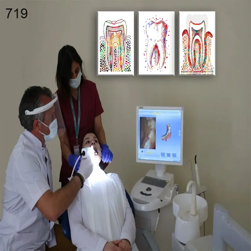 لوحات عيادة الاسنان 719:لوحة عيادة الأسنان من اربع اطارات