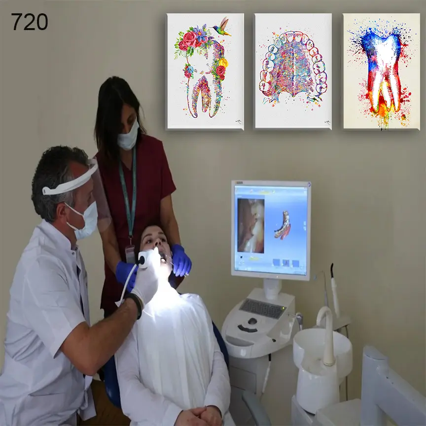 لوحات عيادة الاسنان 720:لوحة عيادة الأسنان من اربع اطارات