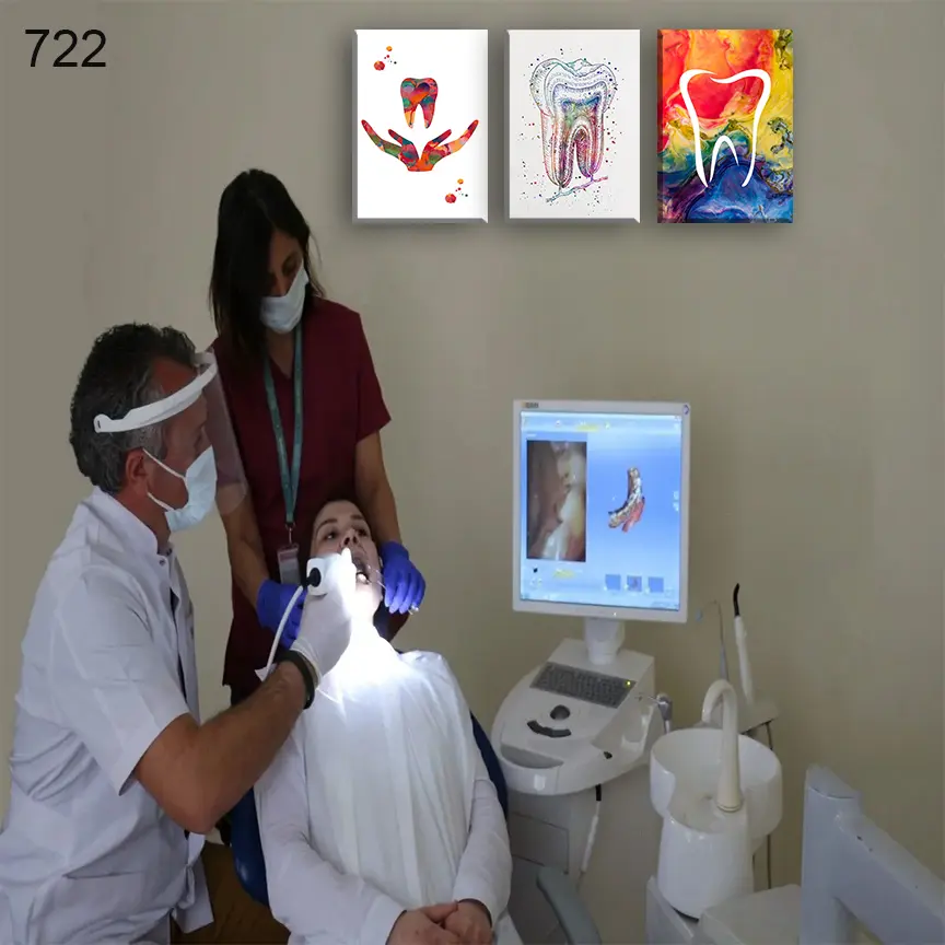 لوحات عيادة الاسنان 722:لوحة عيادة الأسنان من اربع اطارات